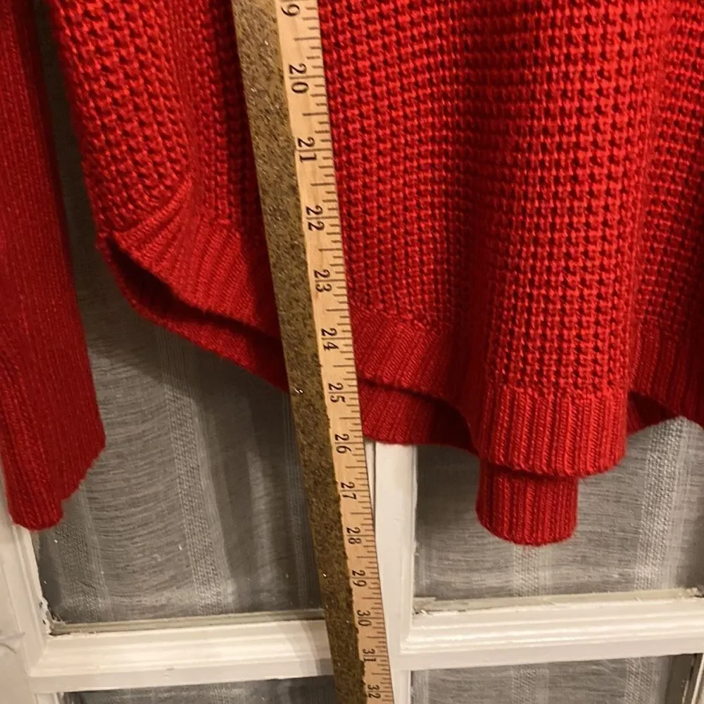 Red Waffle Knit Calvin Klein Cowlneck Sweater